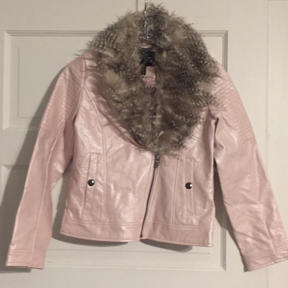 Jessica Simpson NWOT Faux Leather/Fur Moto Jacket
